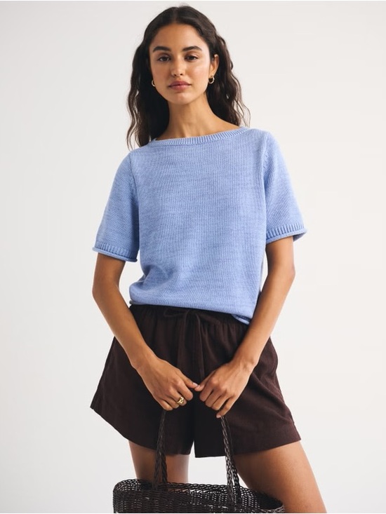 Abercrombie & Fitch Sweaters - Abercrombie & Fitch Light Blue Short-Sleeve Knit Sweater Size M